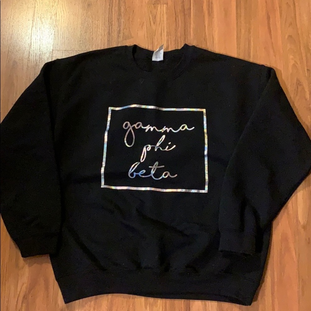 Black Large Foil Gamma Phi Beta crewneck